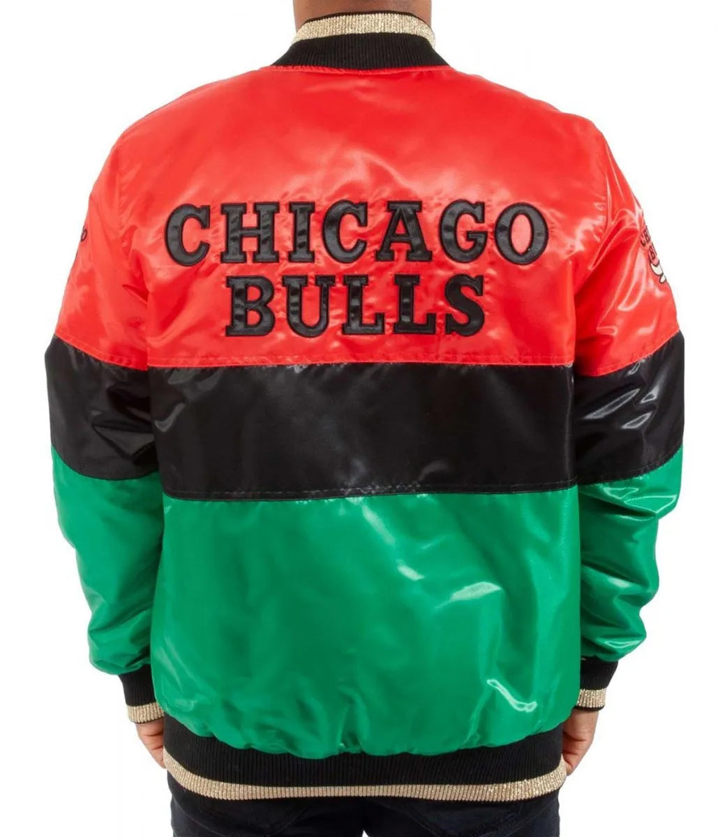 75th Anniversary Chicago Bulls Color Block Satin Jacket