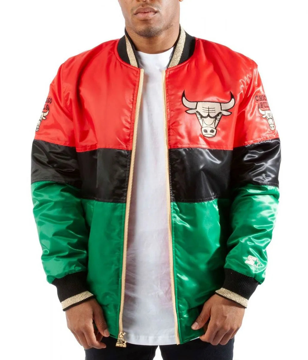 75th Anniversary Chicago Bulls Color Block Satin Jacket