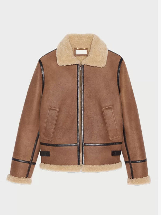 Anderson Light Brown Aviator Shearling Jacket