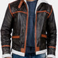 Distressed Brown Shearling Leather Jacket Mens