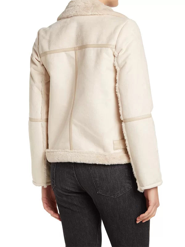 Ivory Fur Shearling Leather Jacket