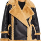 Katherine Black Leather Shearling Double Breasted Jacket