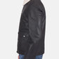 Men’s Flap Pockets Black Leather Jacket