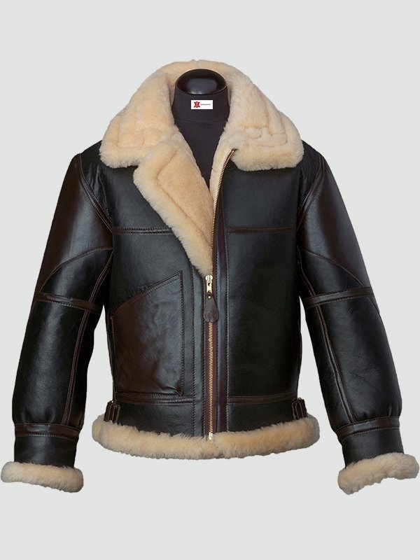 Mens Black Shearling B3 Flying Leather Jacket