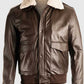 Men’s Brown Pilot Bomber Shearling Jacket