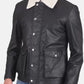 Men’s Flap Pockets Black Leather Jacket