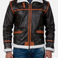 Distressed Brown Shearling Leather Jacket Mens