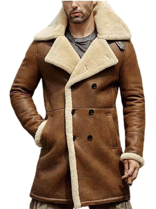 Men’s Fur Shearling Brown Leather Coat