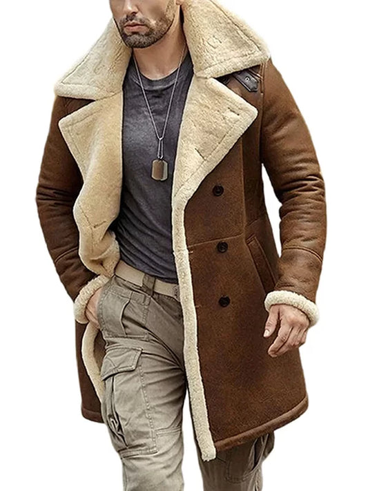 Men’s Fur Shearling Brown Leather Coat