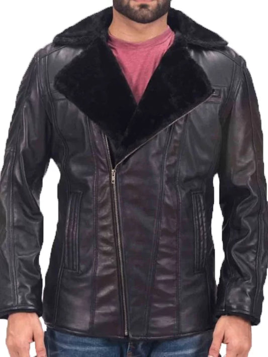 Mens Furcliff Double Face Leather Shearling Coat