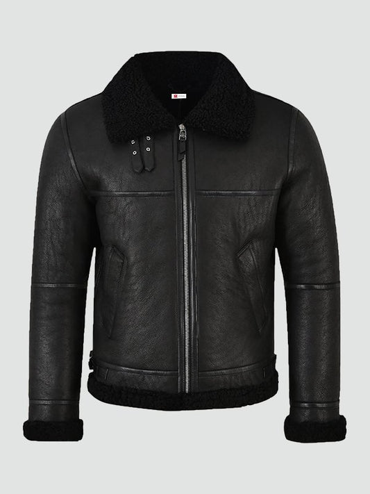 Mens Jet Black Shearling Jacket