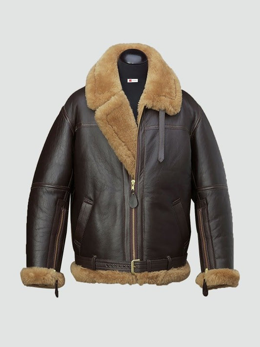 Mens RAF Shearling Leather Jacket