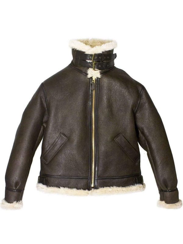 Mens B3 Bomber Aviator WWII Shearling Sheepskin Leather Jacket