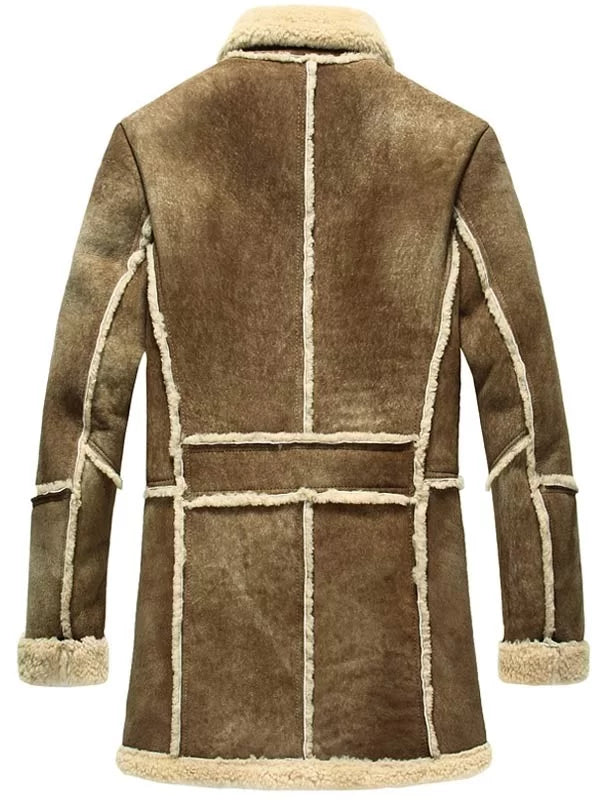 Mens Reacher Style Brown Sheepskin Leather Coat