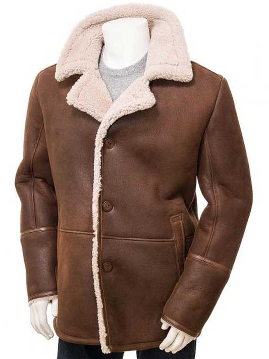 Men’s Sheepskin Brown Leather Shearling Coat