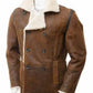 Mens Tan Sheepskin Shearling PeaCoat