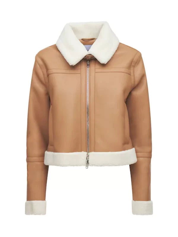 Tan Brown Shearling Leather jacket