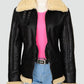 Woman’s Black Shearling Bomber Leather Jacket