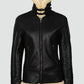 Woman’s Black Shearling Bomber Leather Jacket