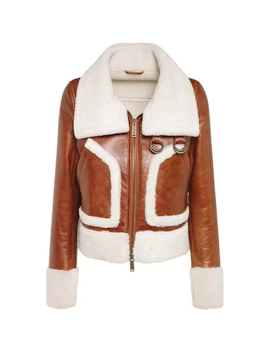 Women B3 Shearling Brown Leather Jacket