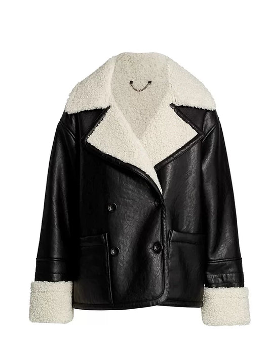 Women Black Leather Jacket With Fur