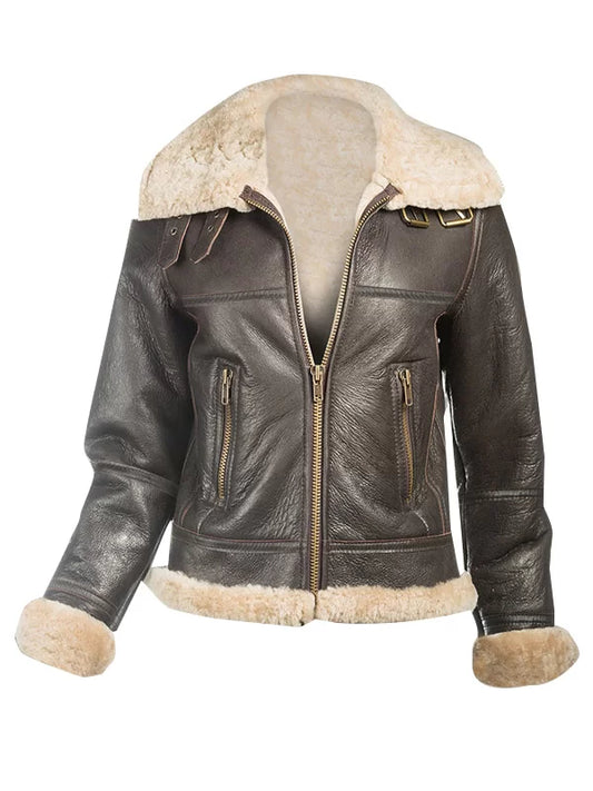 Women Fur Shearling Leather Jacket