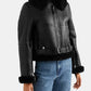 Women’s Aviator Cropped Shearling Leather Jacket