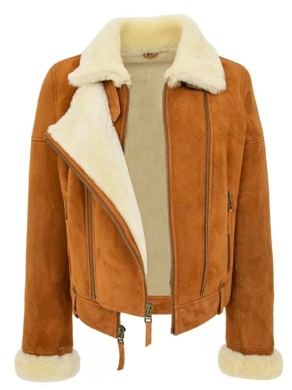 Women's Genuine Sheepskin Shearling Leather Jacket