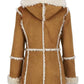 Women’s Brown Shearling Hooded Overcoat