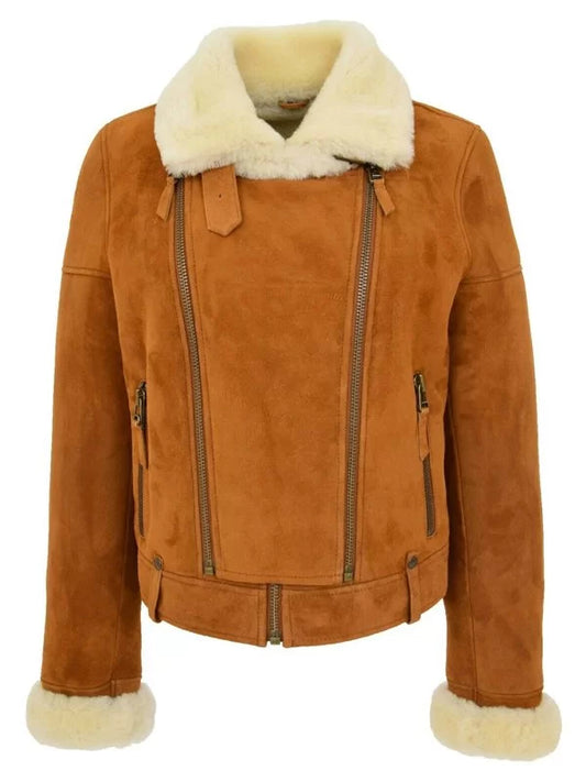 Women's Genuine Sheepskin Shearling Leather Jacket