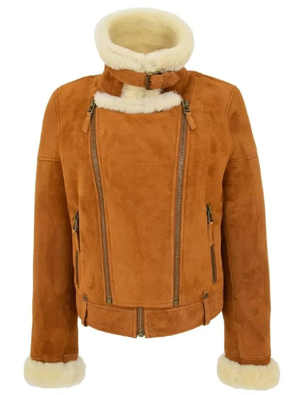 Women's Genuine Sheepskin Shearling Leather Jacket