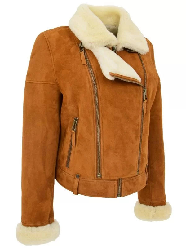 Women's Genuine Sheepskin Shearling Leather Jacket