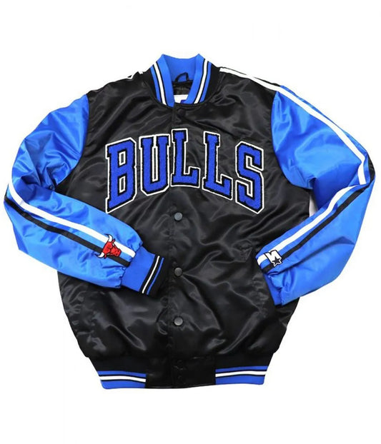 Chicago Bulls Black and Blue Satin Jacket