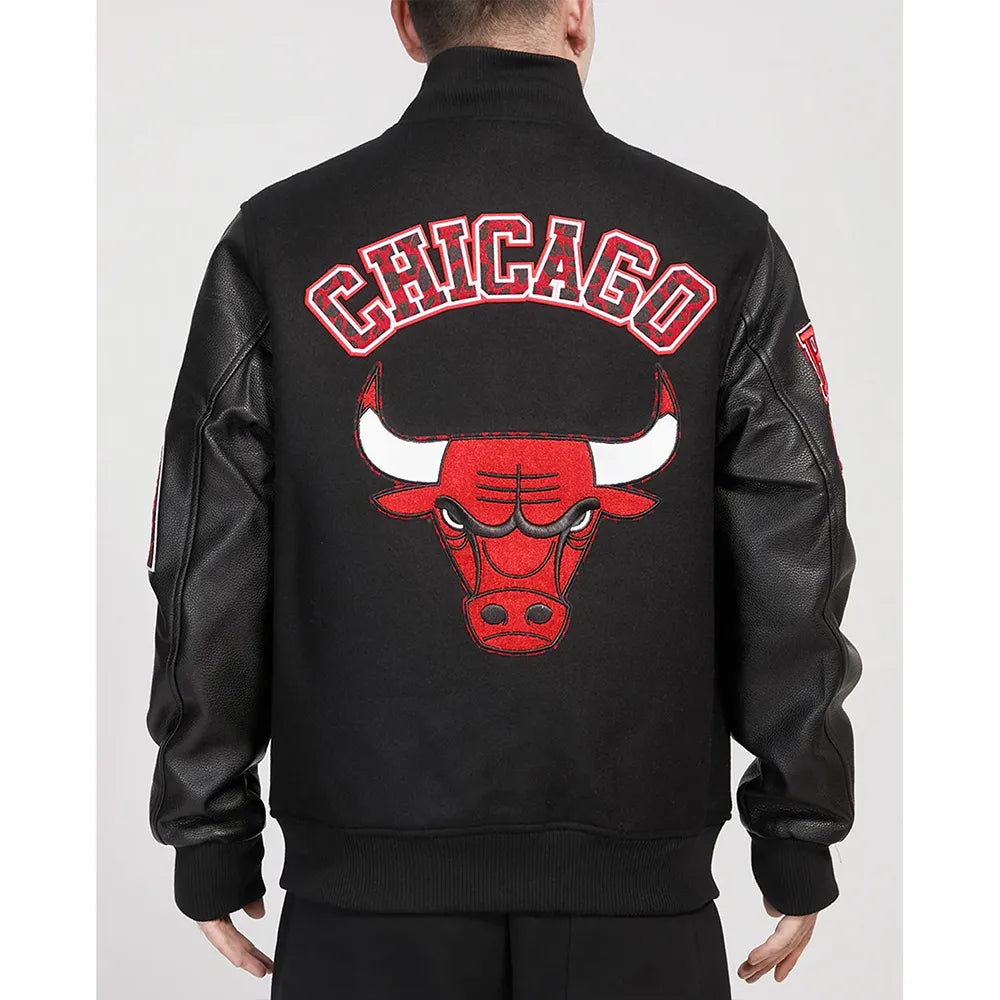 Chicago Bulls Animal Patches Varsity Jacket