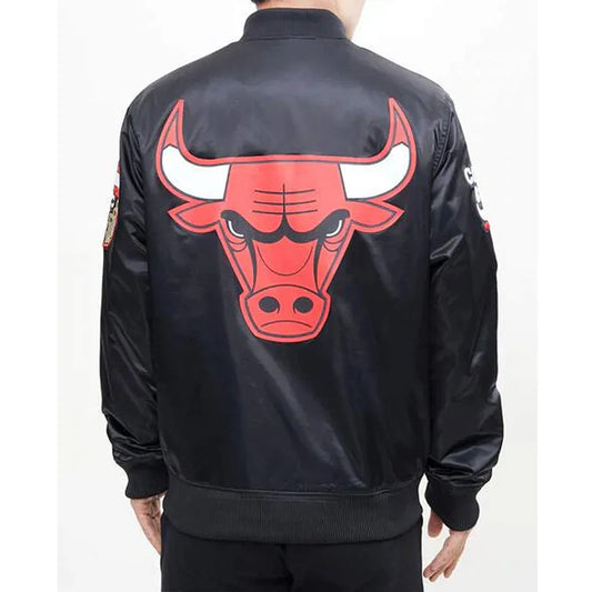 Chicago Bulls Red Big Logo Satin Jacket