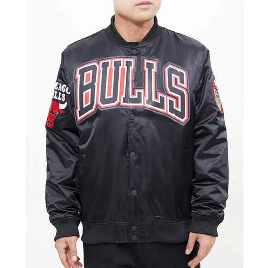 Chicago Bulls Red Big Logo Satin Jacket