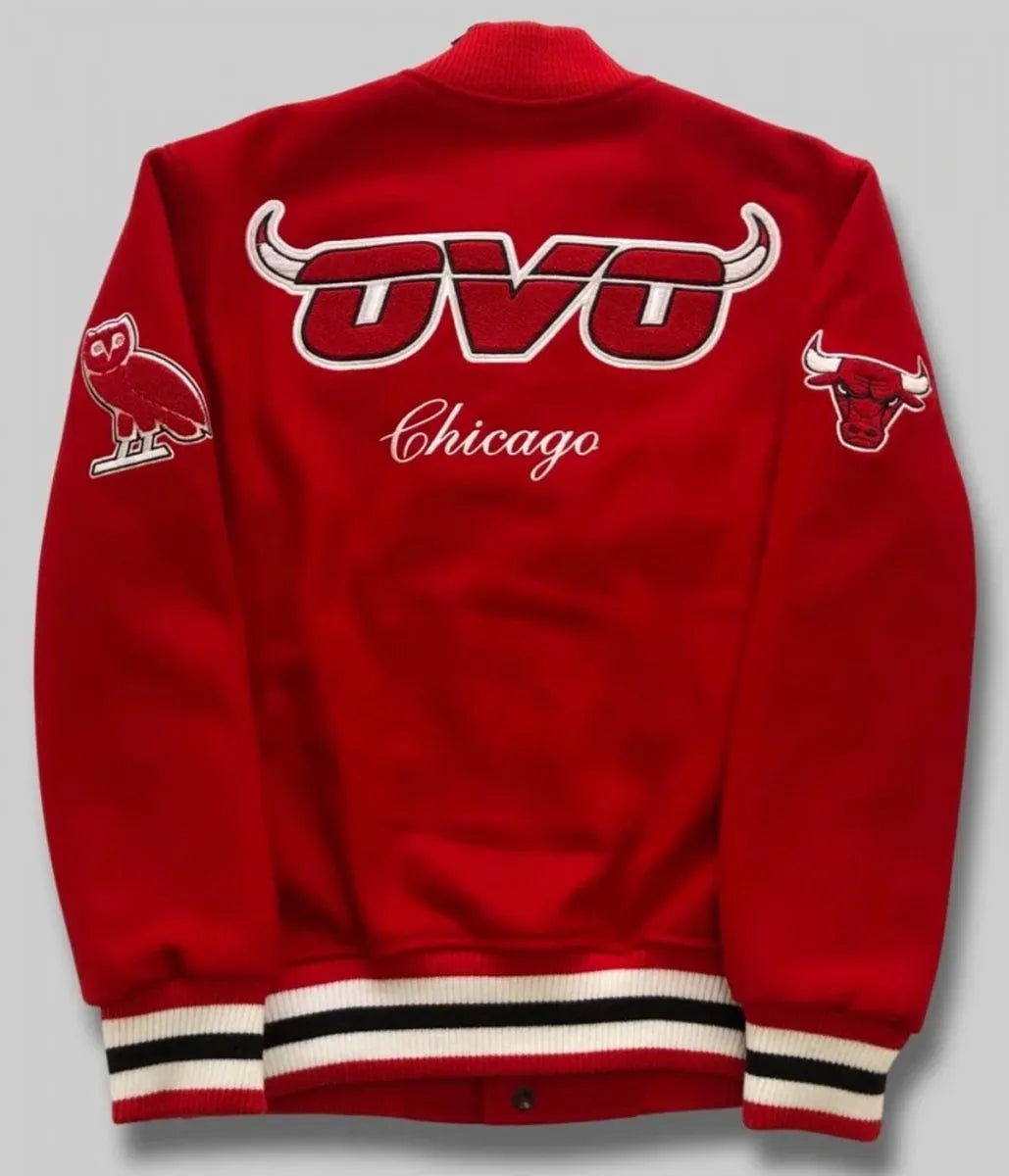 OVO Chicago Bulls Varsity Red Wool Jacket