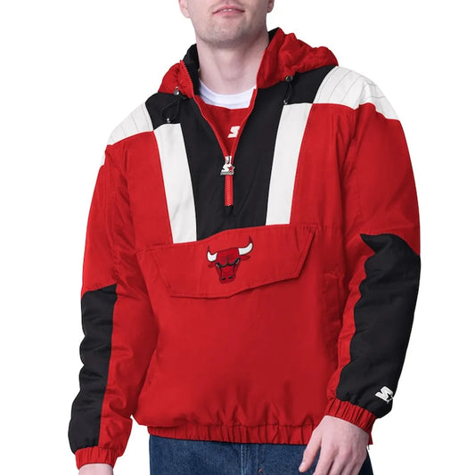 Red/Black Chicago Bulls Charger Half-Zip Pullover Jacket