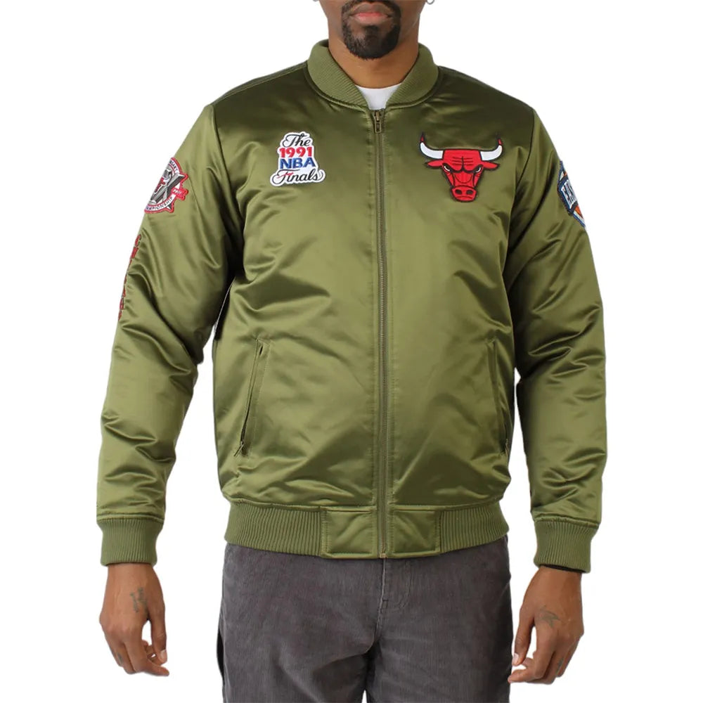 Chicago Bulls Flight Green Satin Jacket