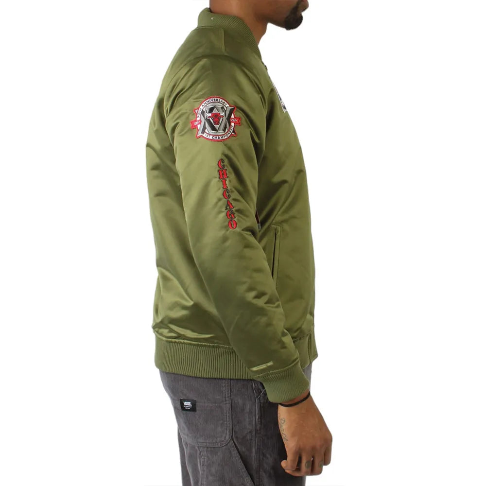 Chicago Bulls Flight Green Satin Jacket