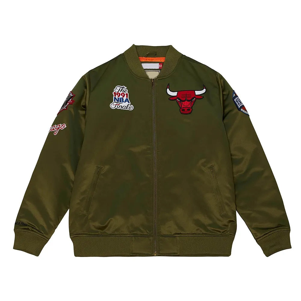 Chicago Bulls Flight Green Satin Jacket