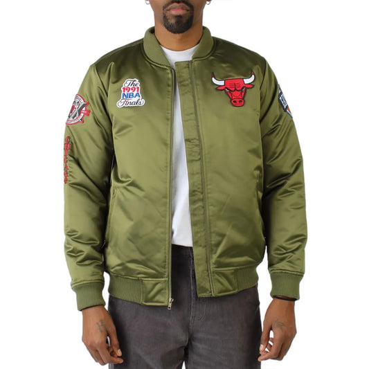 Chicago Bulls Flight Green Satin Jacket