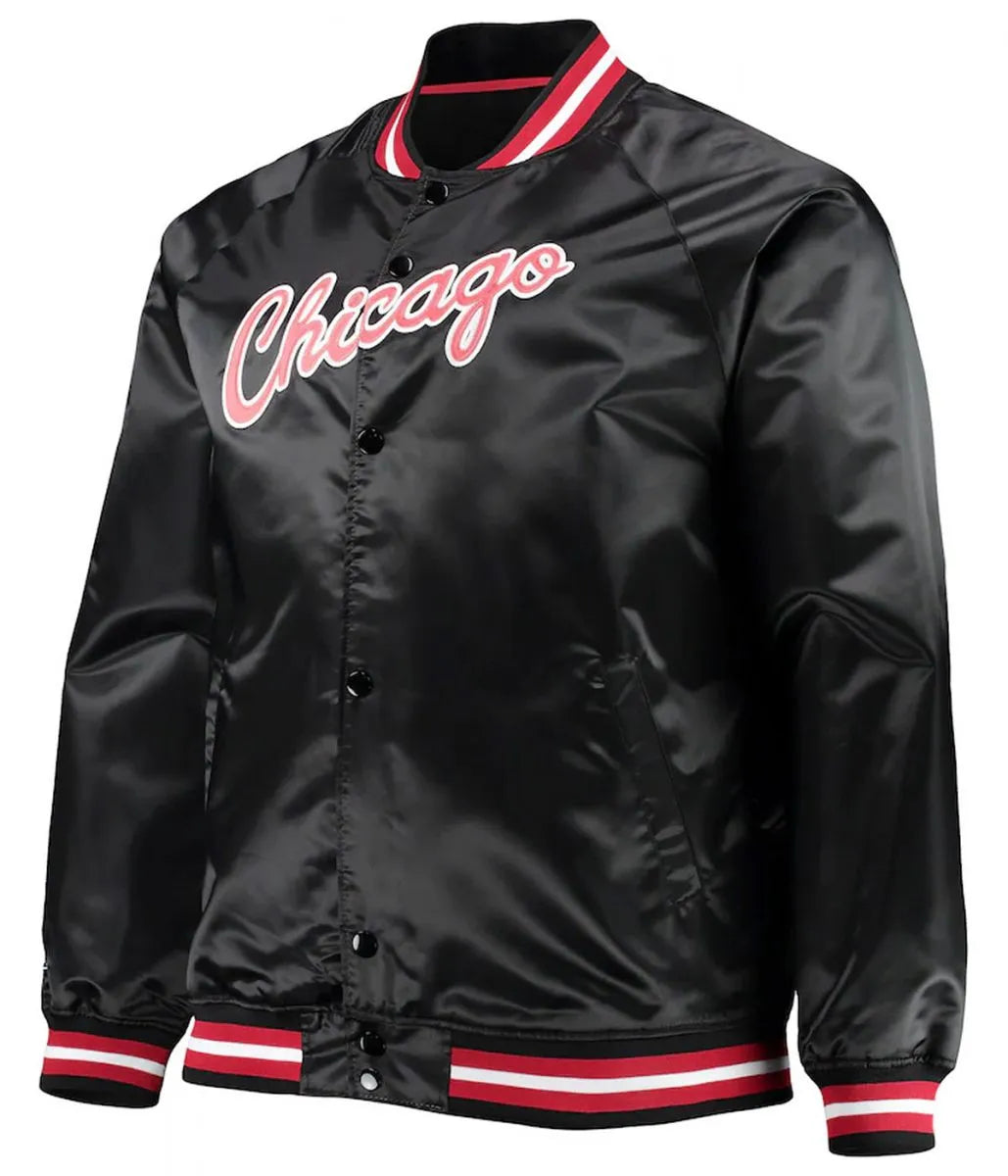 Chicago Bulls Hardwood Classics Raglan Satin Black Jacket