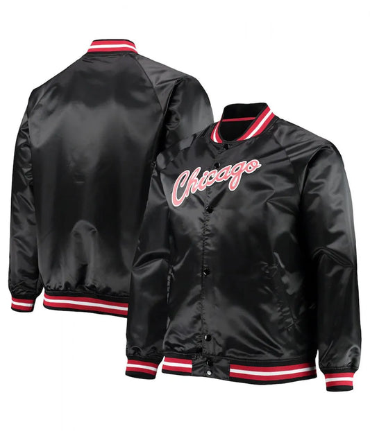 Chicago Bulls Hardwood Classics Raglan Satin Black Jacket