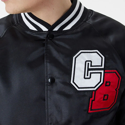 Chicago Bulls NBA Bomber Black Satin Jacket