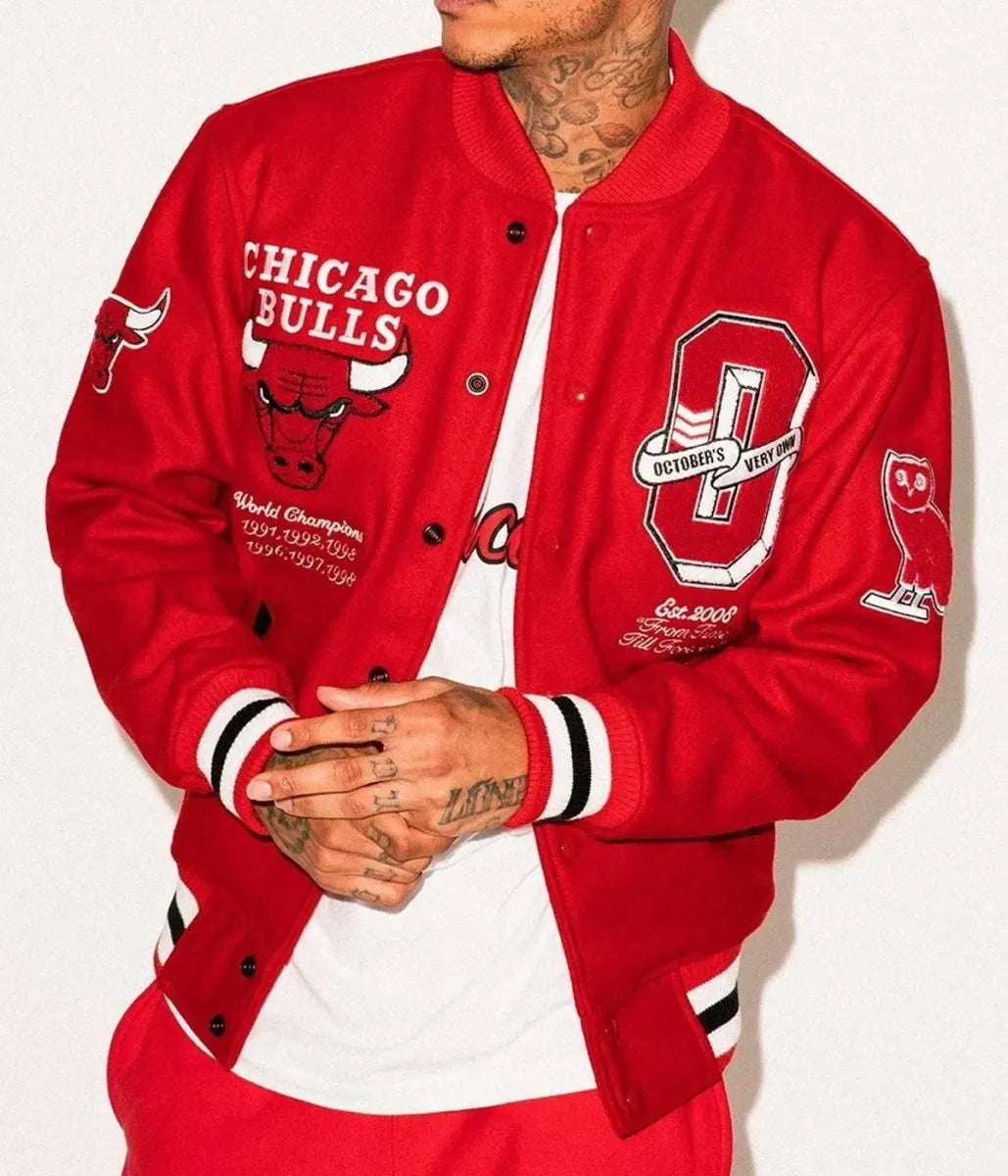 OVO Chicago Bulls Varsity Red Wool Jacket