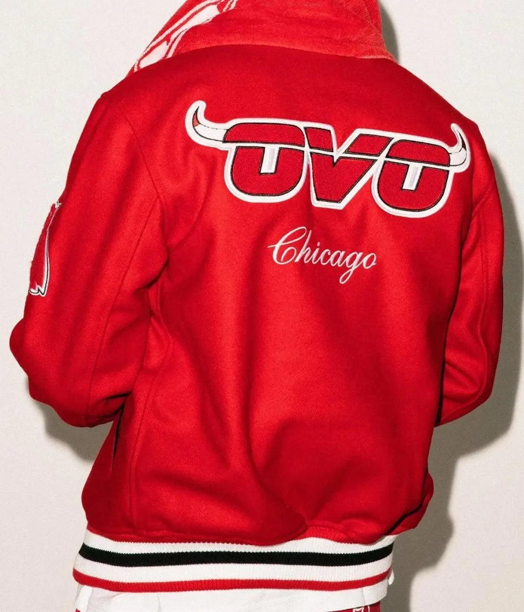 OVO Chicago Bulls Varsity Red Wool Jacket