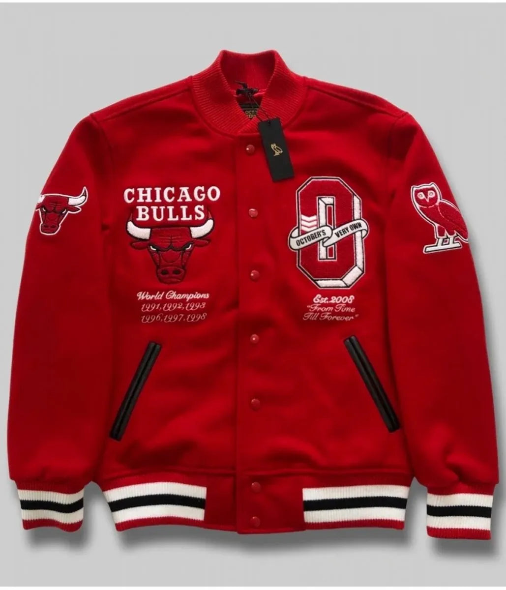 OVO Chicago Bulls Varsity Red Wool Jacket