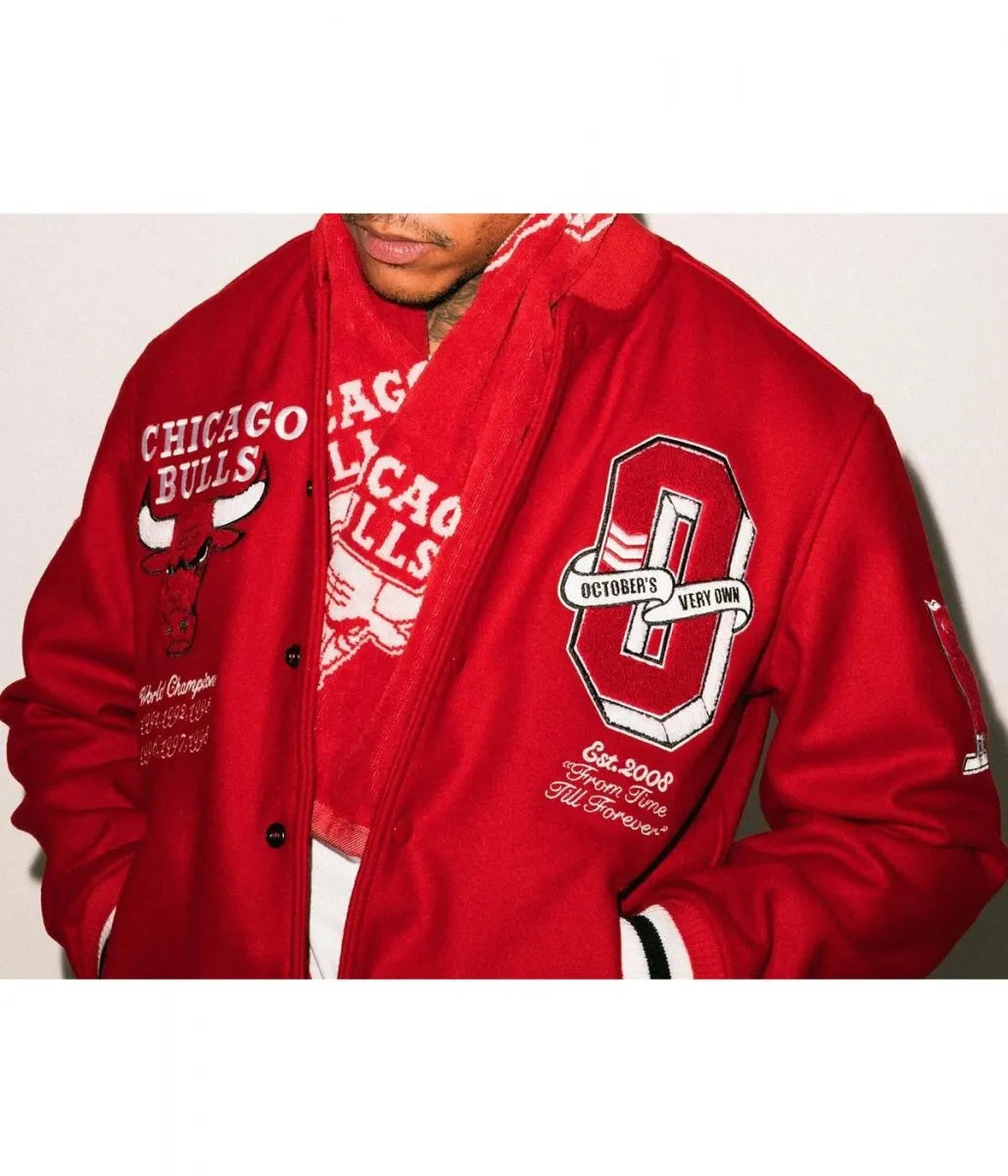 OVO Chicago Bulls Varsity Red Wool Jacket