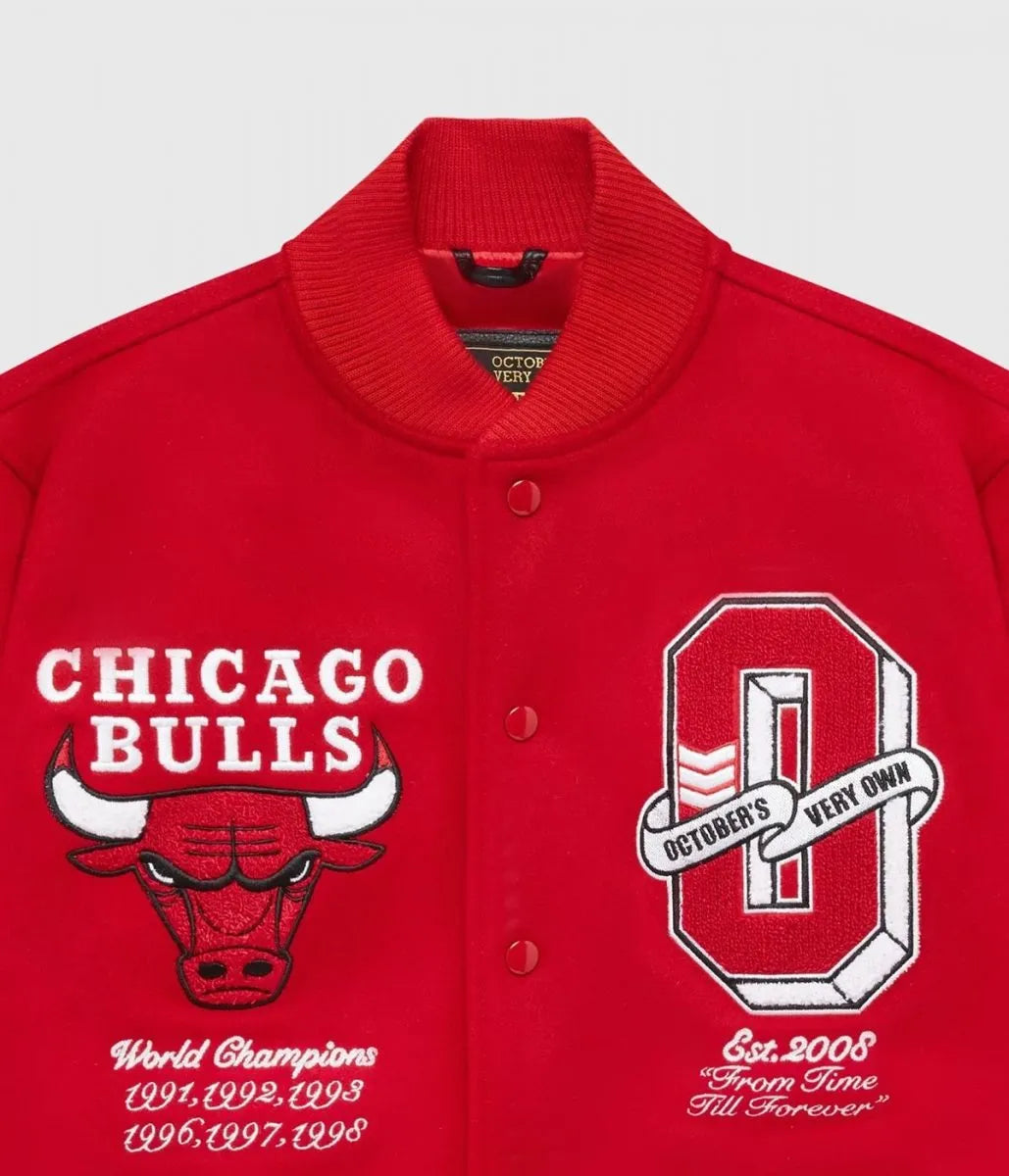 OVO Chicago Bulls Varsity Red Wool Jacket